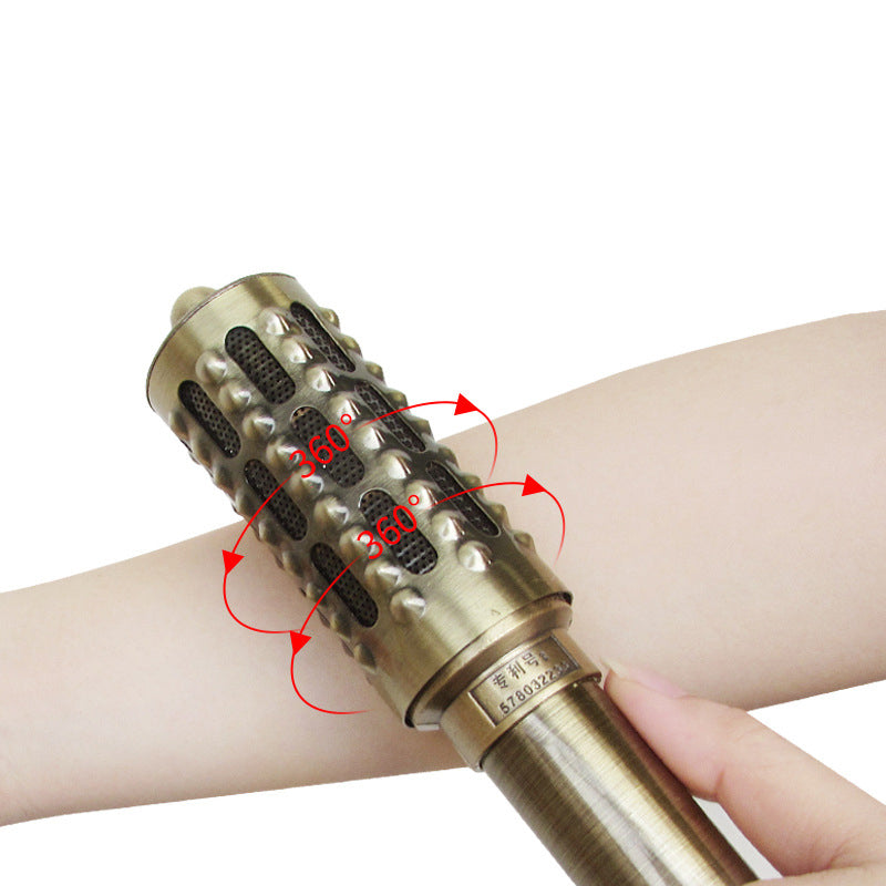 Copper Moxibustion Tool – Handheld Moxa Stick Burner with Rotating Massager for Acupoint Warming, Meridian Therapy, Stress Relief, and Natural Massage Health Care
