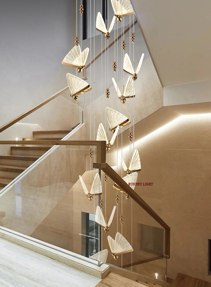 Romantic Butterfly LED Chandelier – High-End Modern Lighting for Restaurants, Villas, Bedrooms, and Staircases with Stunning Nordic-Inspired Luxury Design