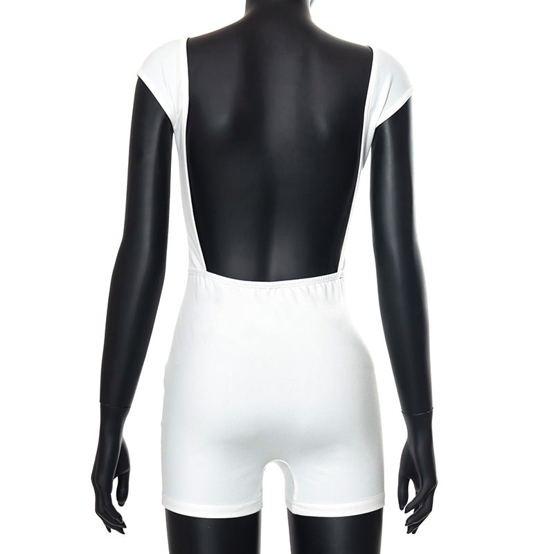 Sleeveless White Jumpsuit – Sexy Backless Bodycon Romper for Fashion-Forward Women and Chic Streetwear Looks