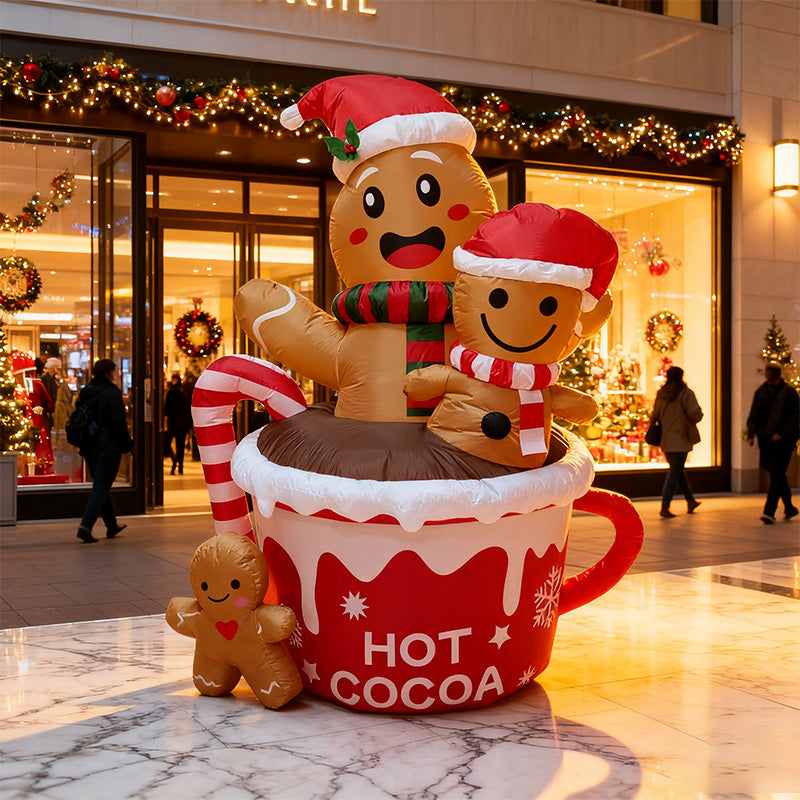 LED Inflatable Christmas Decorations - Holiday Plush Bears, Dinosaurs and Cocoa Cup Designs for Gardens, Malls and Outdoor Seasonal Celebration Displays
