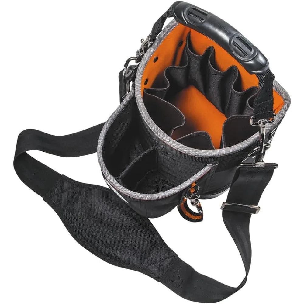 Professional Heavy-Duty 14-Pocket Tool Bag – Shoulder Strap Organizer with Long Screwdriver Storage, Durable Construction for Home, Garage & Jobsite Tools
