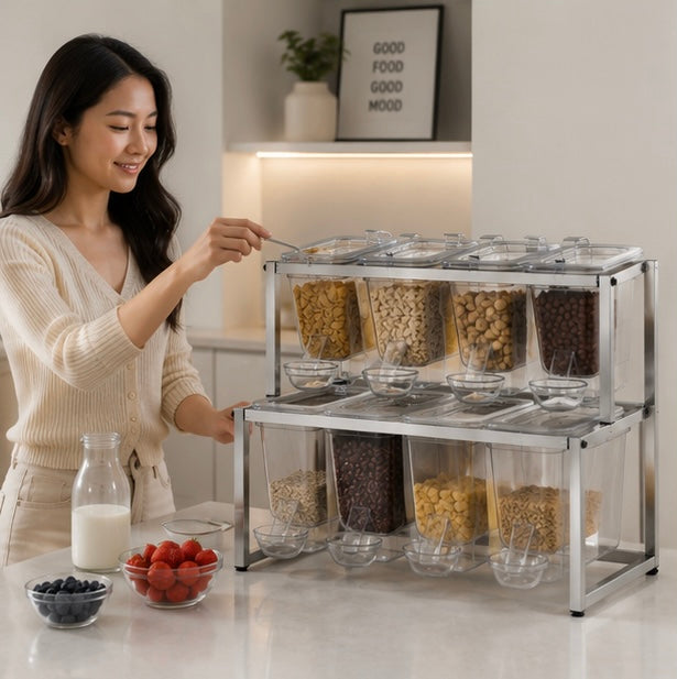 Commercial GN Pan Rack - Stainless Steel Food Tray Shelf Organizer for Restaurant Buffet, Durable Kitchen Storage Solution