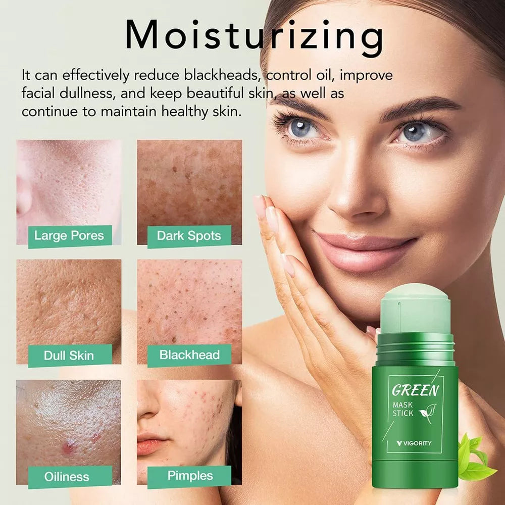Blackheads Remover Mask, Poreless Deep Cleanse Mask Stick, Clay Purifying Green Tea-2 PCS