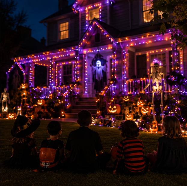 Halloween LED String Lights – Purple and Orange Fairy Lights for Outdoor Terrace, Garden, Street, Home, Christmas, and Party Decor