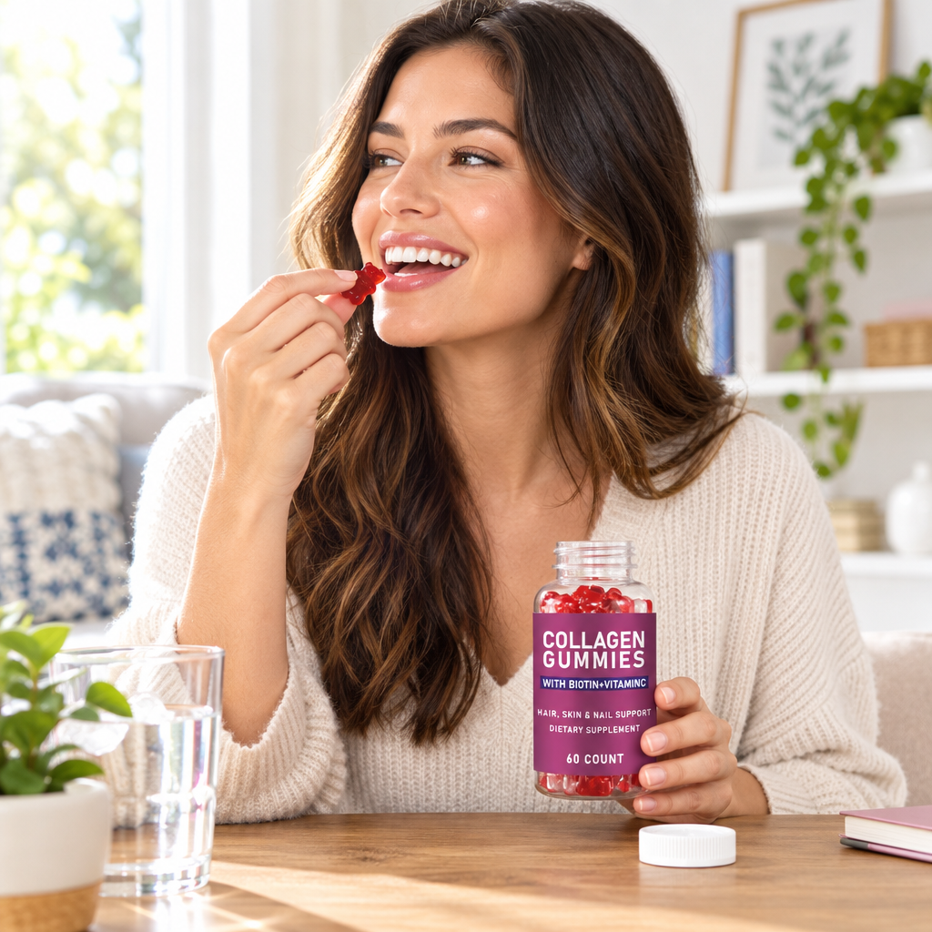 Collagen Biotin Gummy Bears – Chewable Daily Beauty Supplement with Collagen and Biotin in a Convenient, Delicious Gummy Format