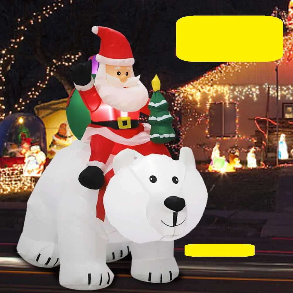 Inflatable Santa Riding Polar Bear – 2.1M Tall Christmas Outdoor Blow-Up Decoration with LED Lighting for Gardens, Yards, and Holiday Displays