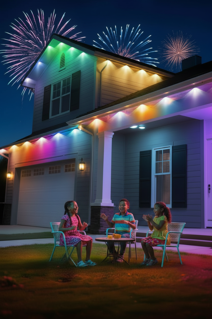 Waterproof Smart RGB Eave Lights - Permanent Outdoor LED String Lighting with App Control for Holidays and Home Decoration