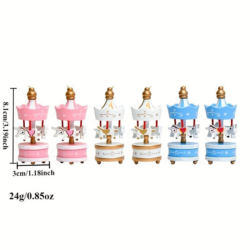 Wooden Carousel Horse Ornaments – Merry-Go-Round Christmas Tree Hanging Pendants for Home, Holiday Parties, Festive Décor & Seasonal Displays
