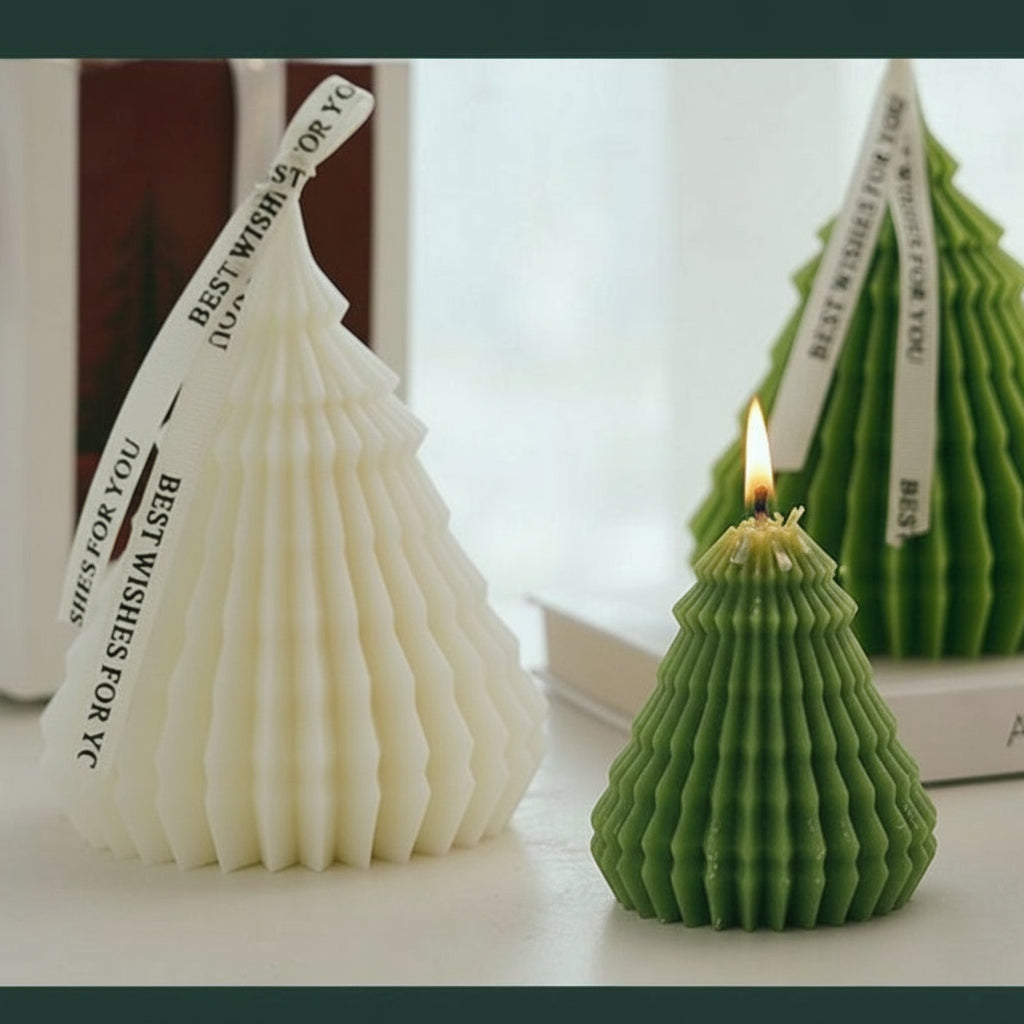 Christmas Tree Silicone Candle Mold – 3D DIY Pinstripe Mold for Handmade Candles, Soaps, Resin Crafts, Holiday Gifts, and Festive Aromatherapy Projects