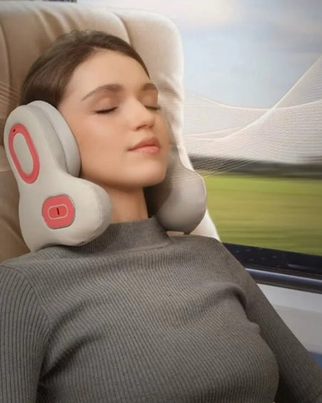 Music Wireless Bluetooth U-Shape Massage Pillow – Vibration Headrest with Noise Reduction for Home, Office, Car & Travel Comfort Support