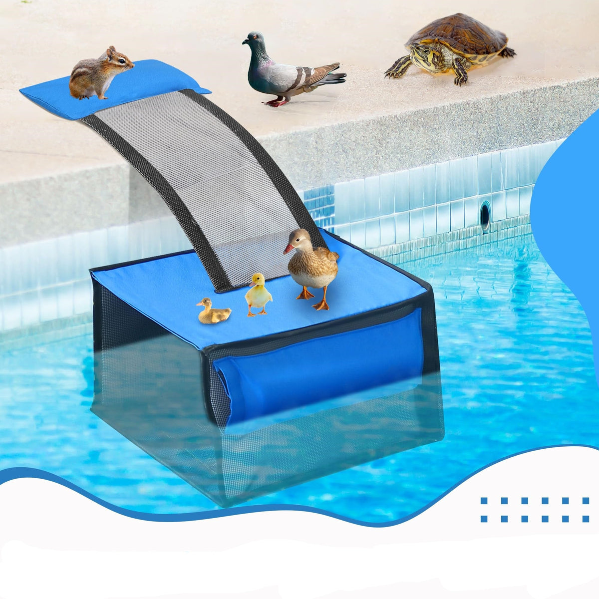 Animal Swimming Escape Ramp – Frog Rescue Ramp with Filter Catcher for Cleaning Leaves, Protecting Wildlife, and Pool Maintenance