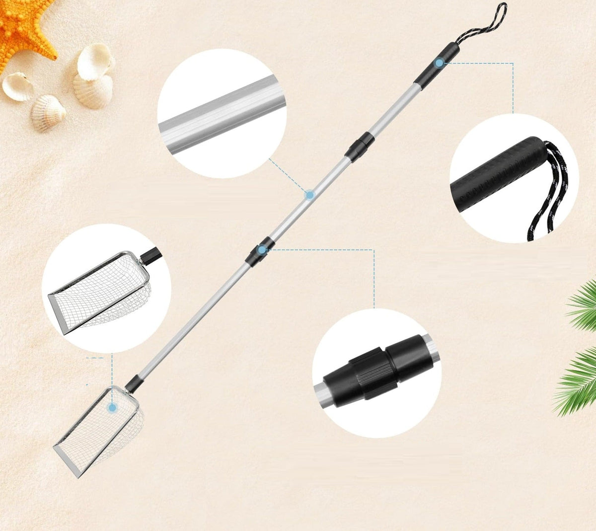 Stainless Steel Beach Sand Sifters – Durable Handheld Treasure-Hunting Tools for Shells, Gems, and Metal Detecting Adventures