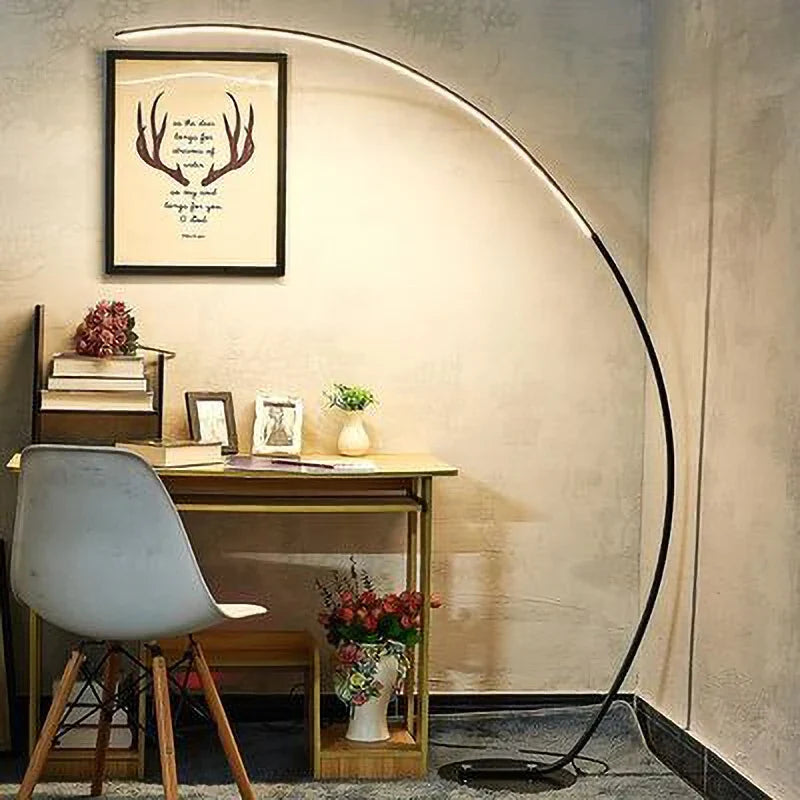 Modern Black Arched Floor Lamp – 65” Dimmable Color Changing LED Standing Light for Living Room, Bedroom, or Stylish Office Décor