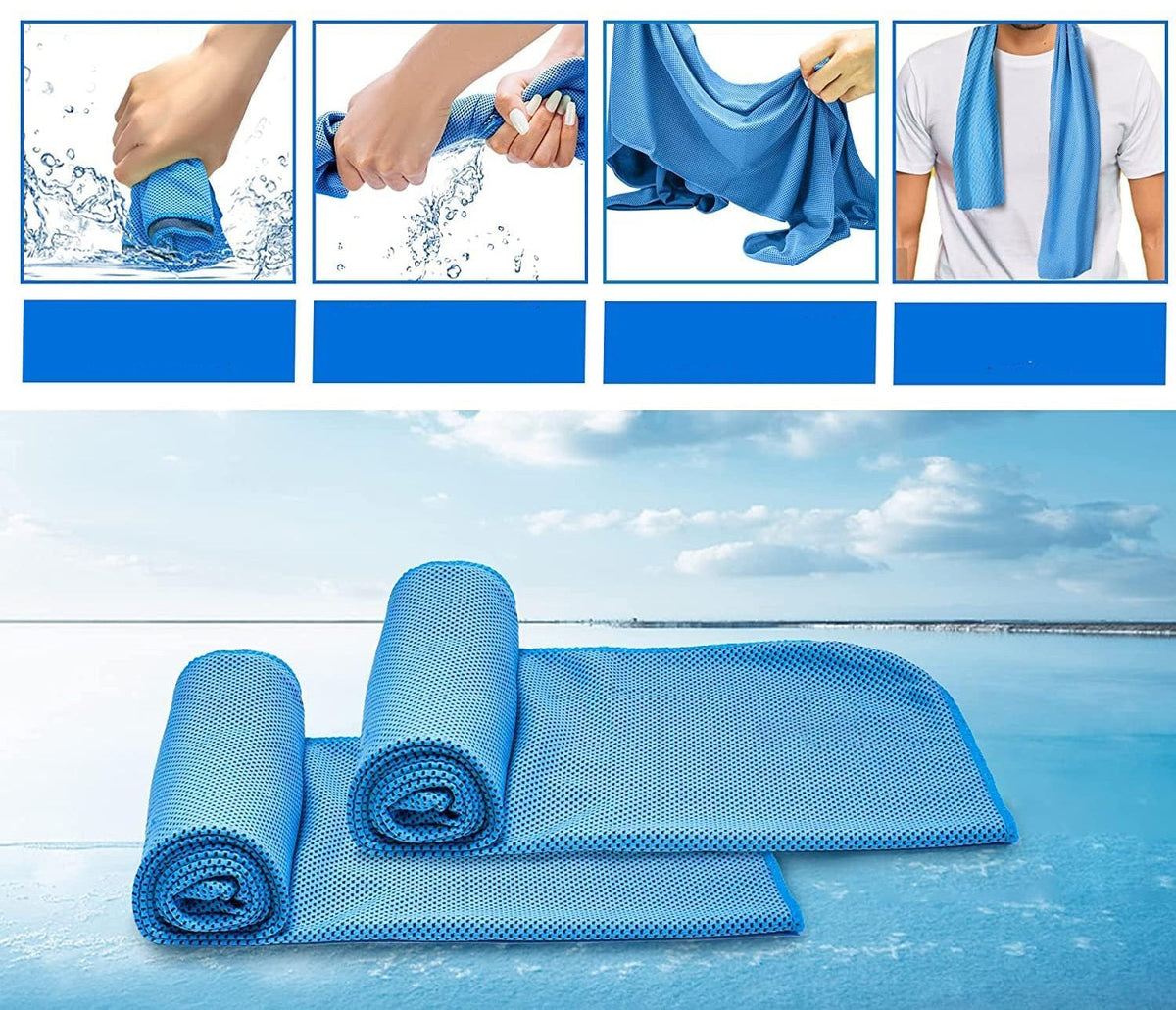 Instant Chill Cooling Towels – 5-Pack Sweat Towels for Neck & Face, Ideal for Gym, Running, Yoga & Outdoor Sports