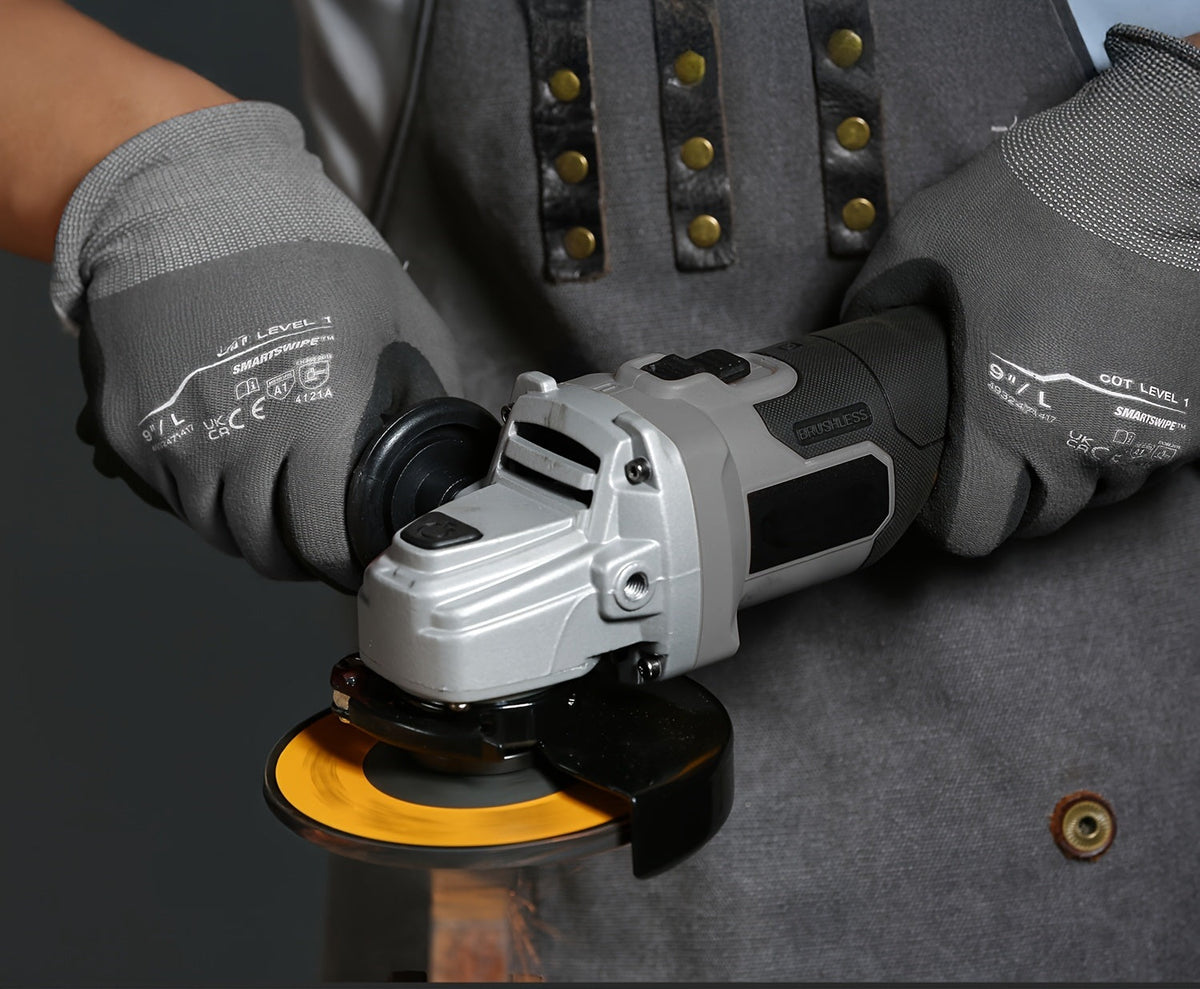 Compact Brushless Angle Grinder – 20V 4.5'' Power Tool, Soft Start, Dewalt Compatible, 9000RPM, Tool-Free Guard, Battery Operated