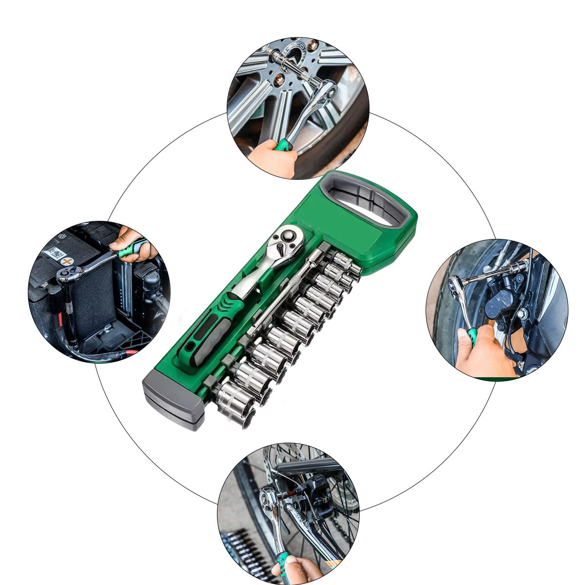 Comprehensive Socket Sleeve Wrench Set – Auto Repair Ratchet Spanner Kit with 1/4, 3/8, 1/2 Drive Sizes for Multi-Purpose Use