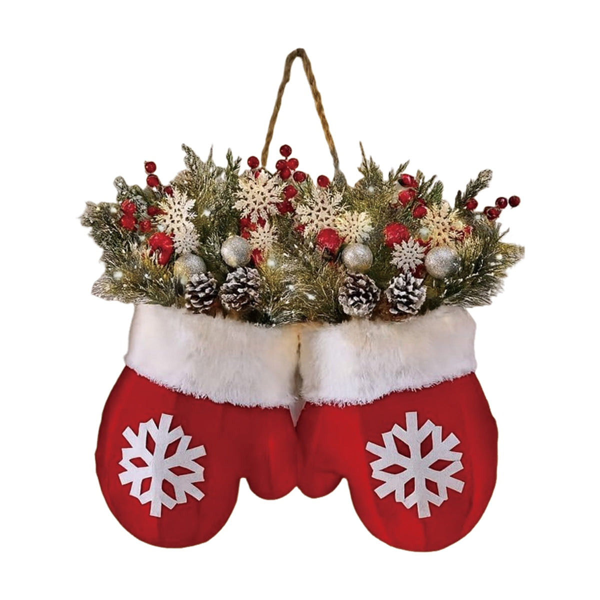 Christmas Glove-Shaped Floral Garland – Creative Simulated Flower Wreath for Doors, Windows, Parties & Holiday Home Decoration