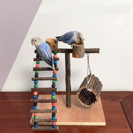 Wooden Parrot Training Stand - Solid Bird Perch Playground for Small Pets, Interactive Exercise Toy for Parrots and Birds