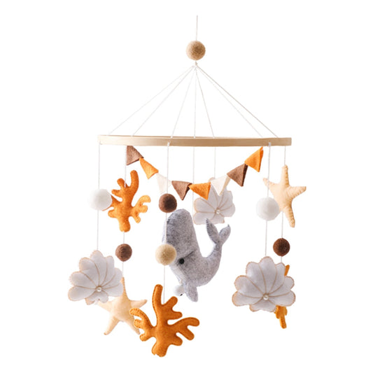 Wooden Baby Crib Mobile Bed- Soft Felt Bear Music Rattle Hanging Toy for Nursery Decor and Early Sensory Development