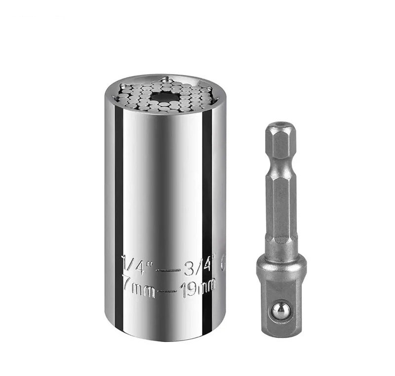 Universal Socket Wrench Adapter Set – 7-19mm Power Drill Magic Grip Multi Tool for Nuts Bolts Repair
