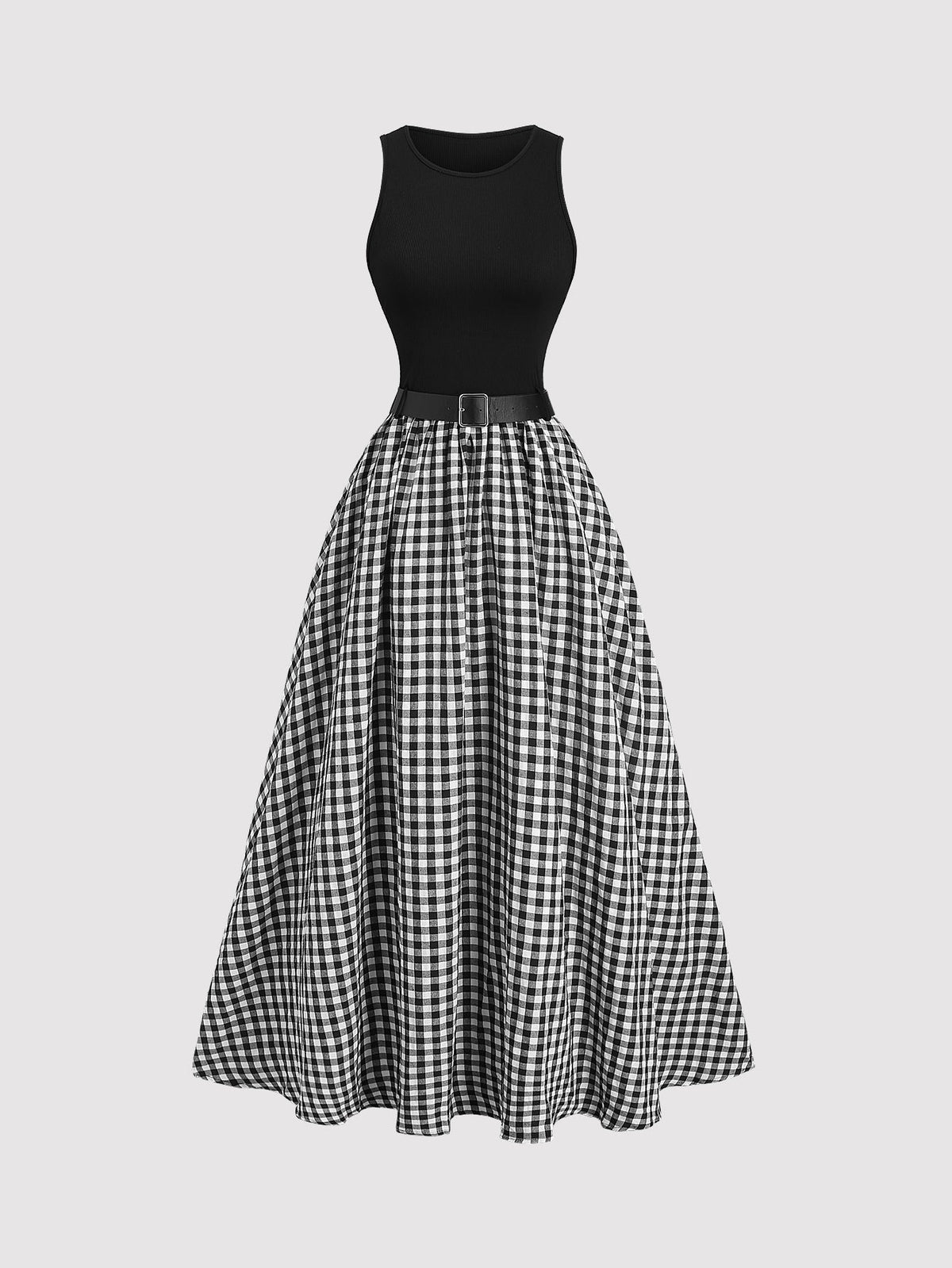 Women’s Summer Sleeveless Dress – Elegant Solid Color Casual Vacation Dress with Waist Belt for Romantic Outings, Parties and Everyday Wear
