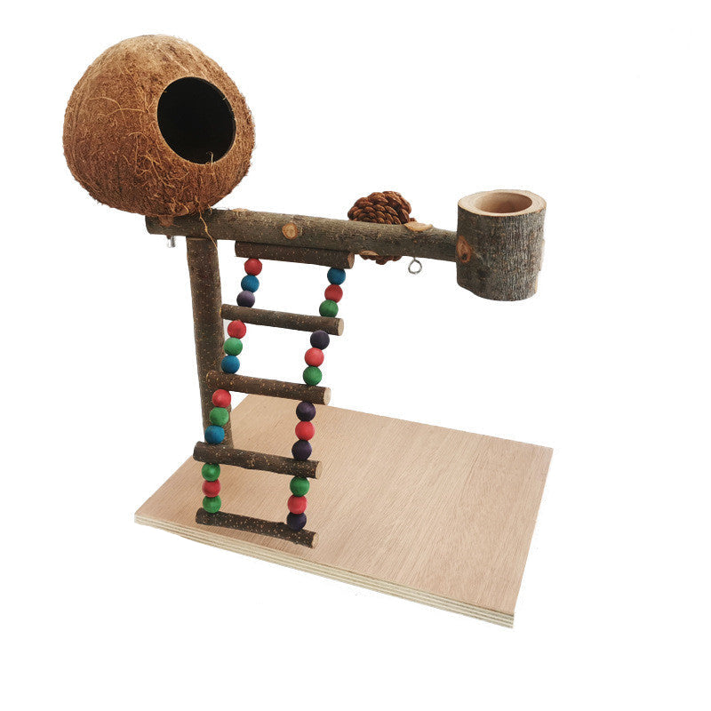 Wooden Parrot Training Stand - Solid Bird Perch Playground for Small Pets, Interactive Exercise Toy for Parrots and Birds