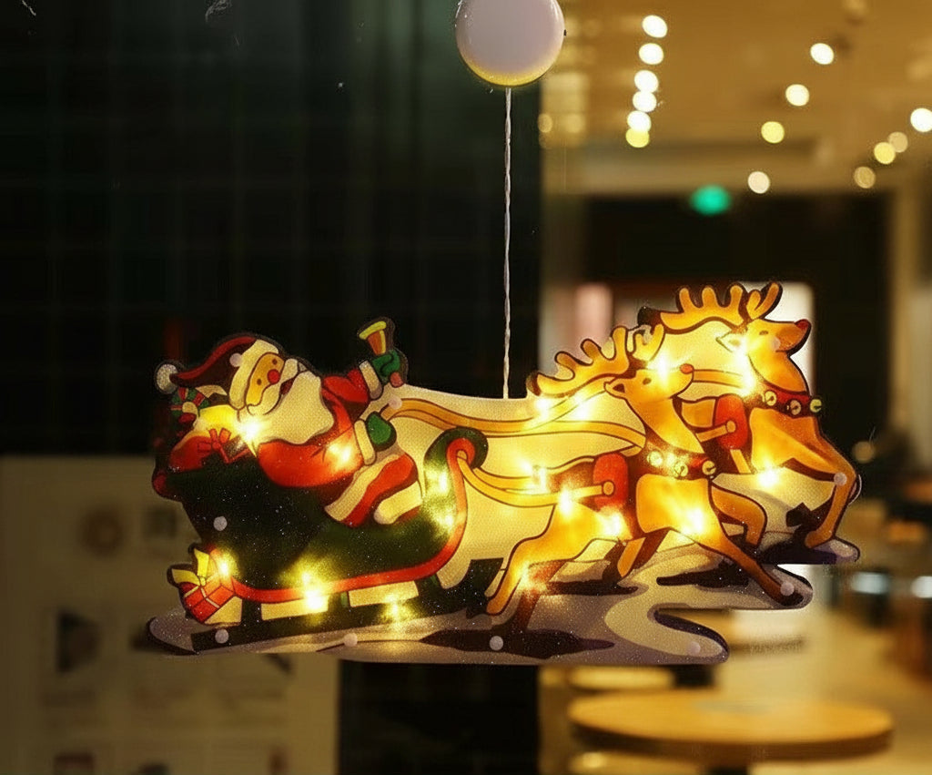 LED Suction-Cup Christmas Hanging Lamp – Santa & Snowman Holiday Window Light for Home Décor, Party Displays, New Year Celebrations & Xmas Gifts