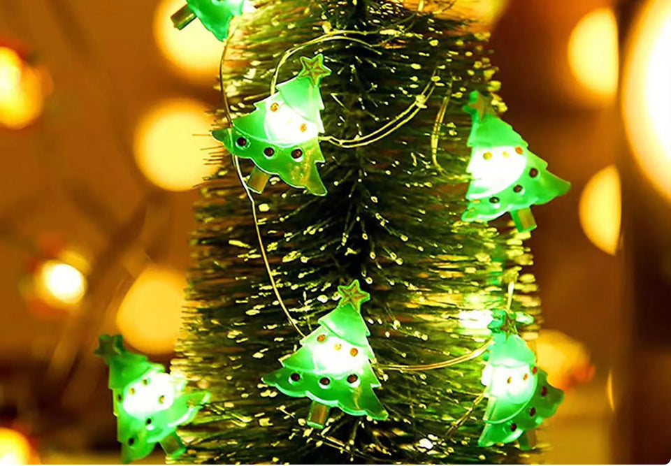 Santa Snowflake LED Fairy Lights – 2M Battery-Powered Christmas String Lights for Living Room, Bedroom, Party Décor, and Festive Home Atmosphere