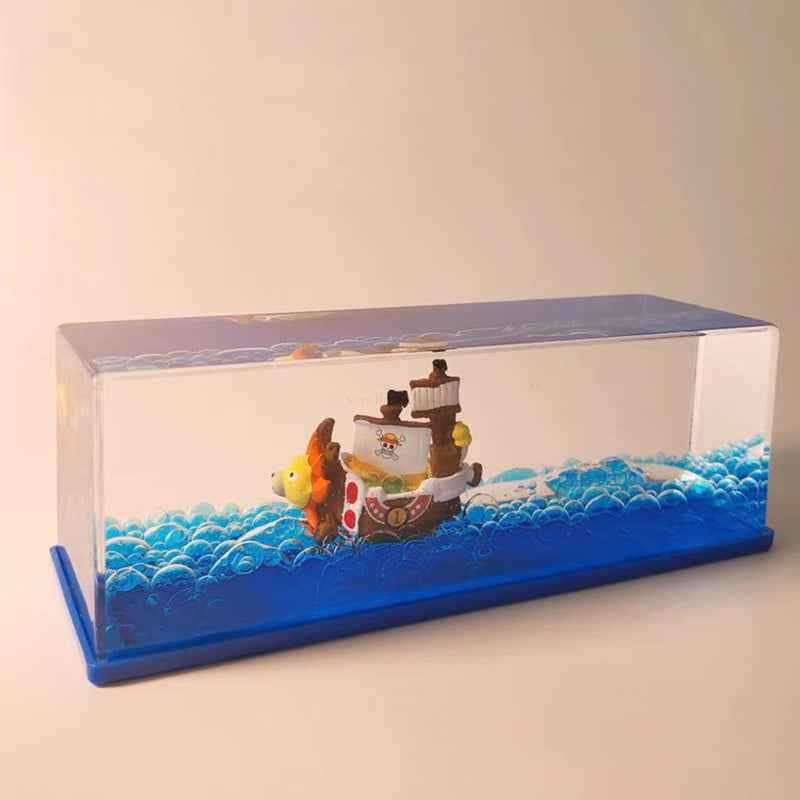 Ship Drift Bottle Decor - 3D Floating Boat Ornament with Liquid Motion Effect, Creative Home Desk Decoration