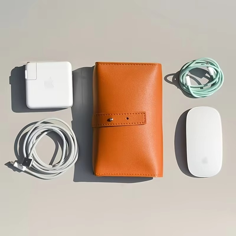 PU Leather Tech Organizer – Portable Multi-Compartment Travel Case for Cables, Chargers, Pens, Electronics and School Accessories
