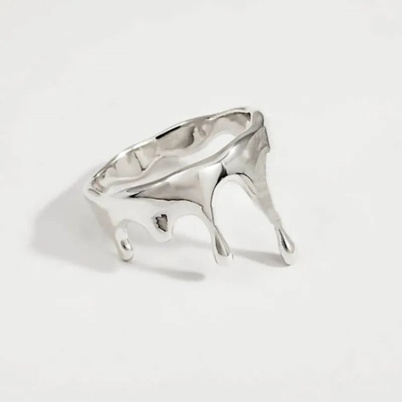 Dripping Stainless Steel Rings for Women – Statement Irregular Jewelry in Gold or Silver for Unique Gifts and Modern Streetwear