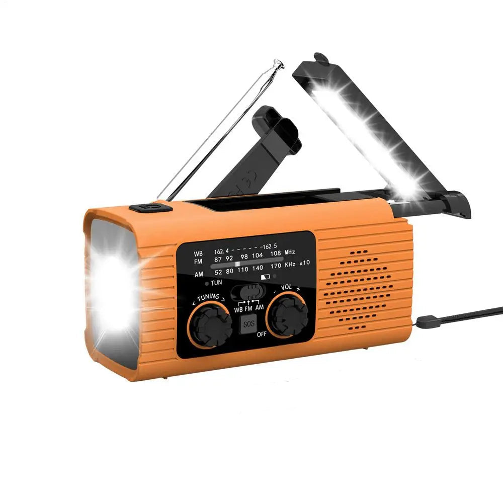 Portable Camping Solar Radio – Multi-Function Hand Crank Emergency Radio with Flashlight, NOAA Alerts, AM/FM, and 3-Way Charging for Survival