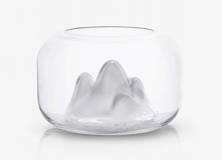 Snow Mountain Glass Bowl – Decorative Tabletop Centerpiece with a Frosted Glass Peak