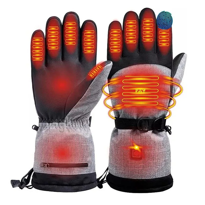 Heated Waterproof Winter Gloves – Three Temperature Levels Intelligent USB-Powered Thermal Gloves for Men & Women’s Motorcycle, Bicycle, Camping & Fishing Use