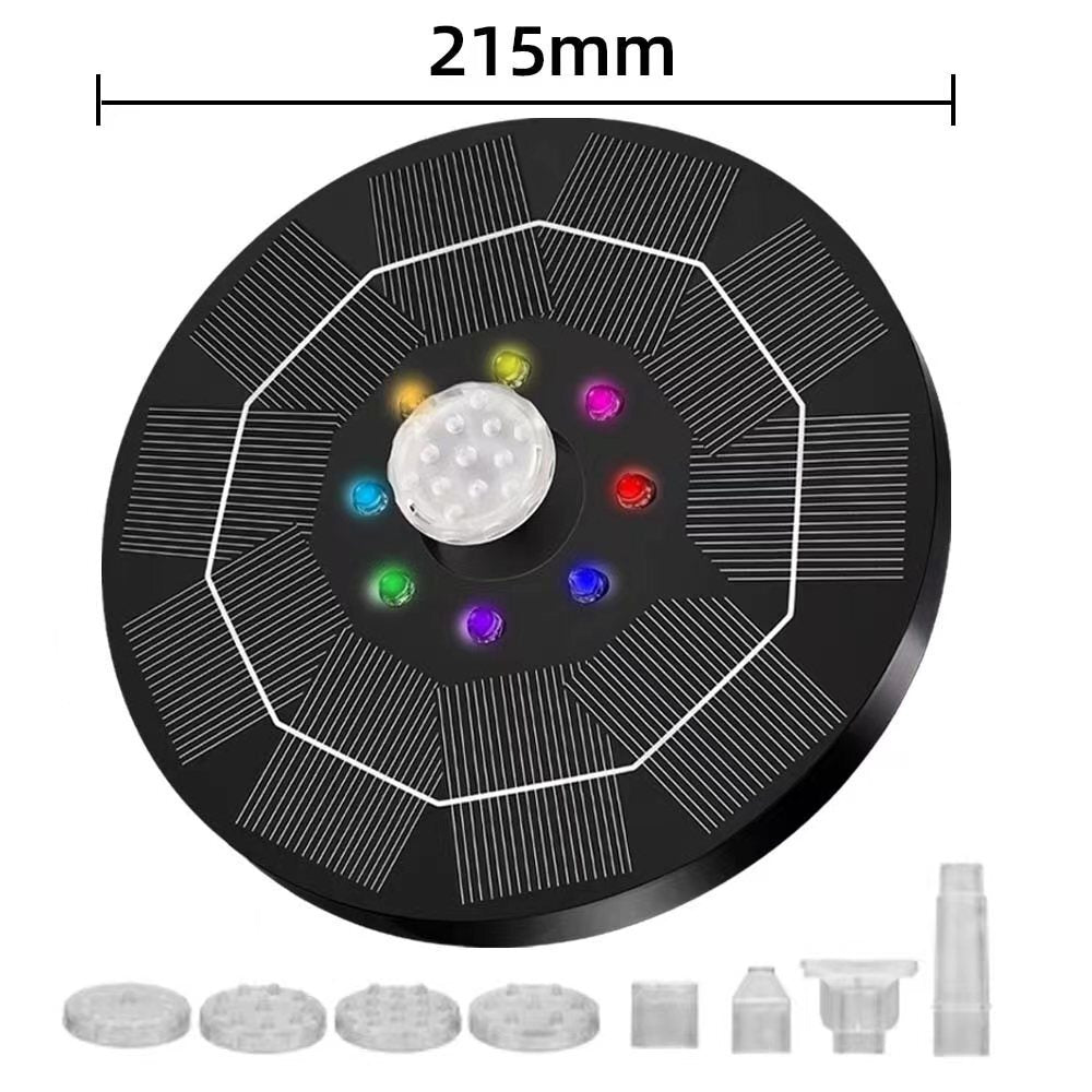 LED Solar Fountain, Solar Water Fountains with 3000mAh Battery 6 Nozzles, for Bird Bath, Garden and Outdoor