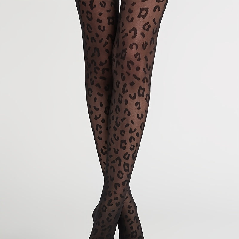 Fashion Leopard Print Tights – Ultra-Thin Nylon-Spandex Blend with Vintage Appeal and High Elastic Waist for a Sexy Everyday Statement