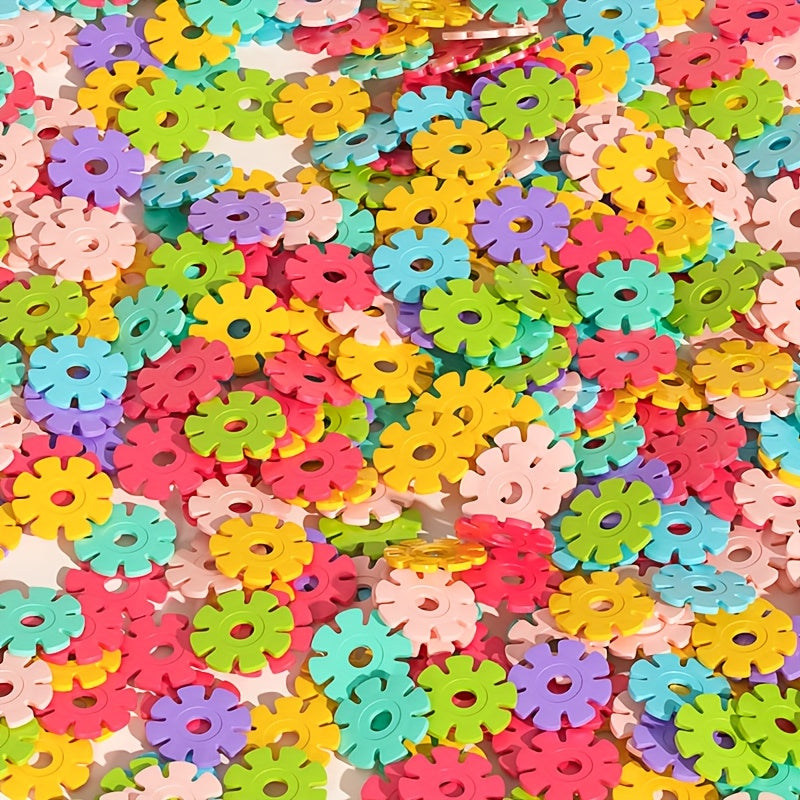 Colorful Snowflake Blocks Toy Set – DIY Puzzle Assembly STEM Learning Educational Shapes for Boys and Girls