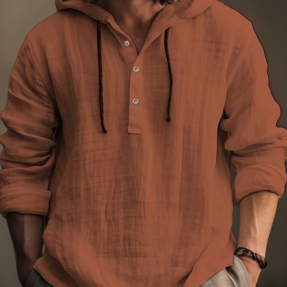 Men’s Cotton Hooded Shirt – Long Sleeve Casual Sweatshirt Top for Comfortable Spring and Autumn Daily Wear