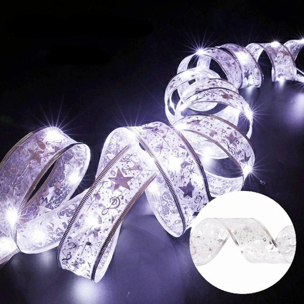 Battery-Operated Christmas Ribbon Light - LED Ribbon Fairy Lights Christmas Tree Ornaments
