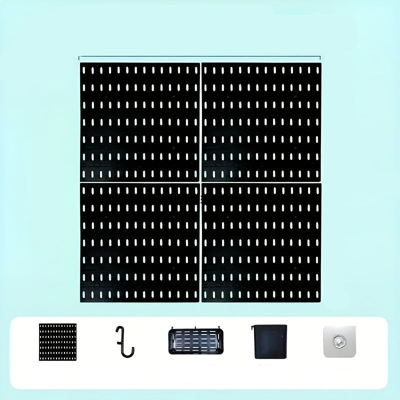 Modular Wall-Mounted Pegboard Organizer Set – 30 Hooks, 6 Trays for Tools & Crafts, No-Drill Storage Rack for Home or Workshop