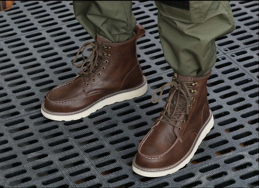 Men’s Classic High-Top Work Boots – Anti-Smash & Anti-Pierce Safety Shoes with Retro Outdoor Design