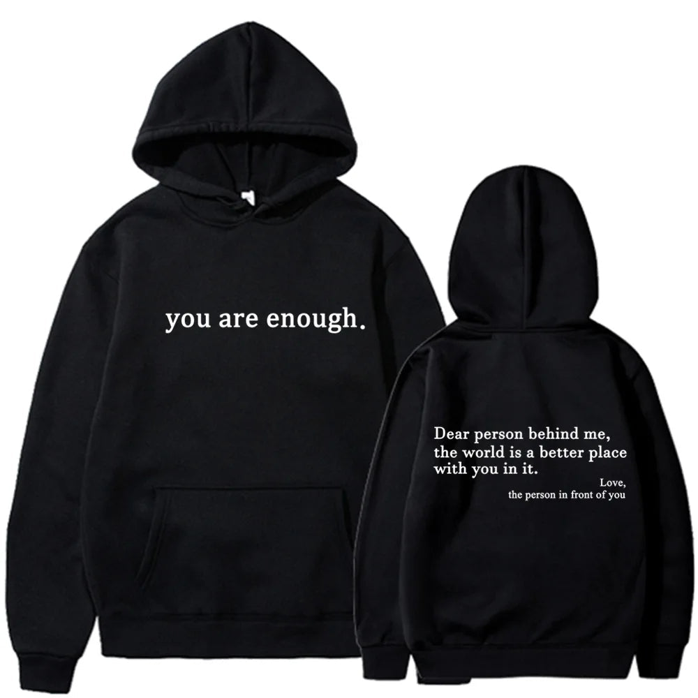 Oversized Y2K Hoodie with “Dear Person Behind Me” Print – Unisex Pullover Sweatshirt for Streetwear Winter Autumn Style