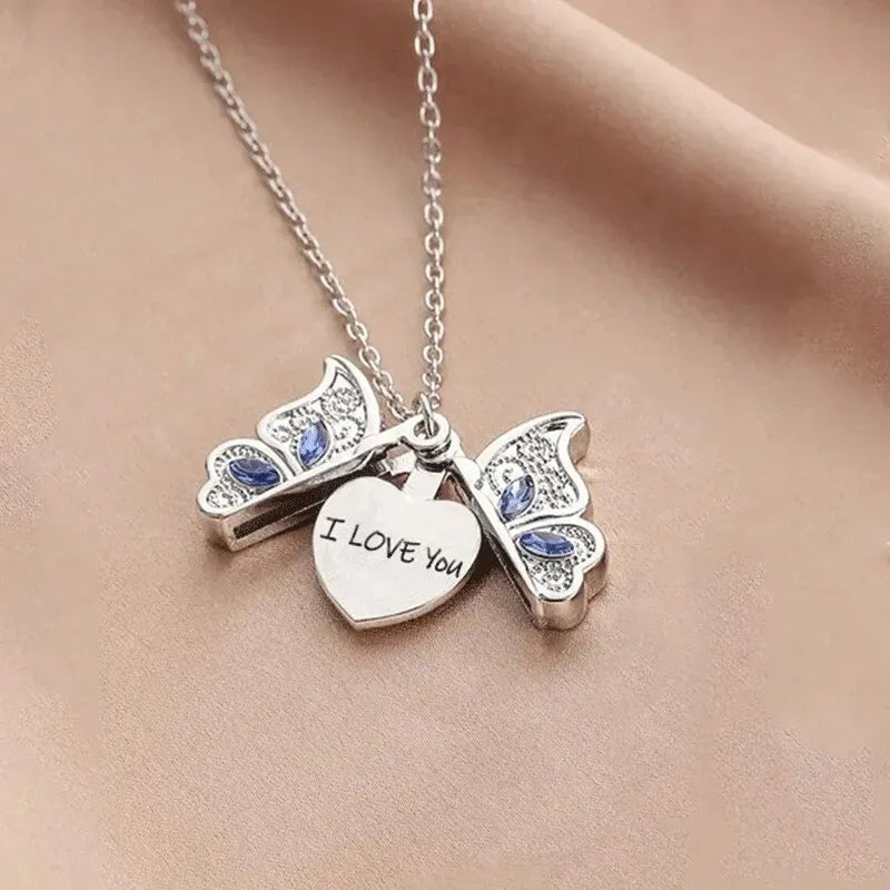 Butterfly Pendant Necklace – 'I Love You' Hidden Message, Stylish Women's Jewelry for a Touch of Charm