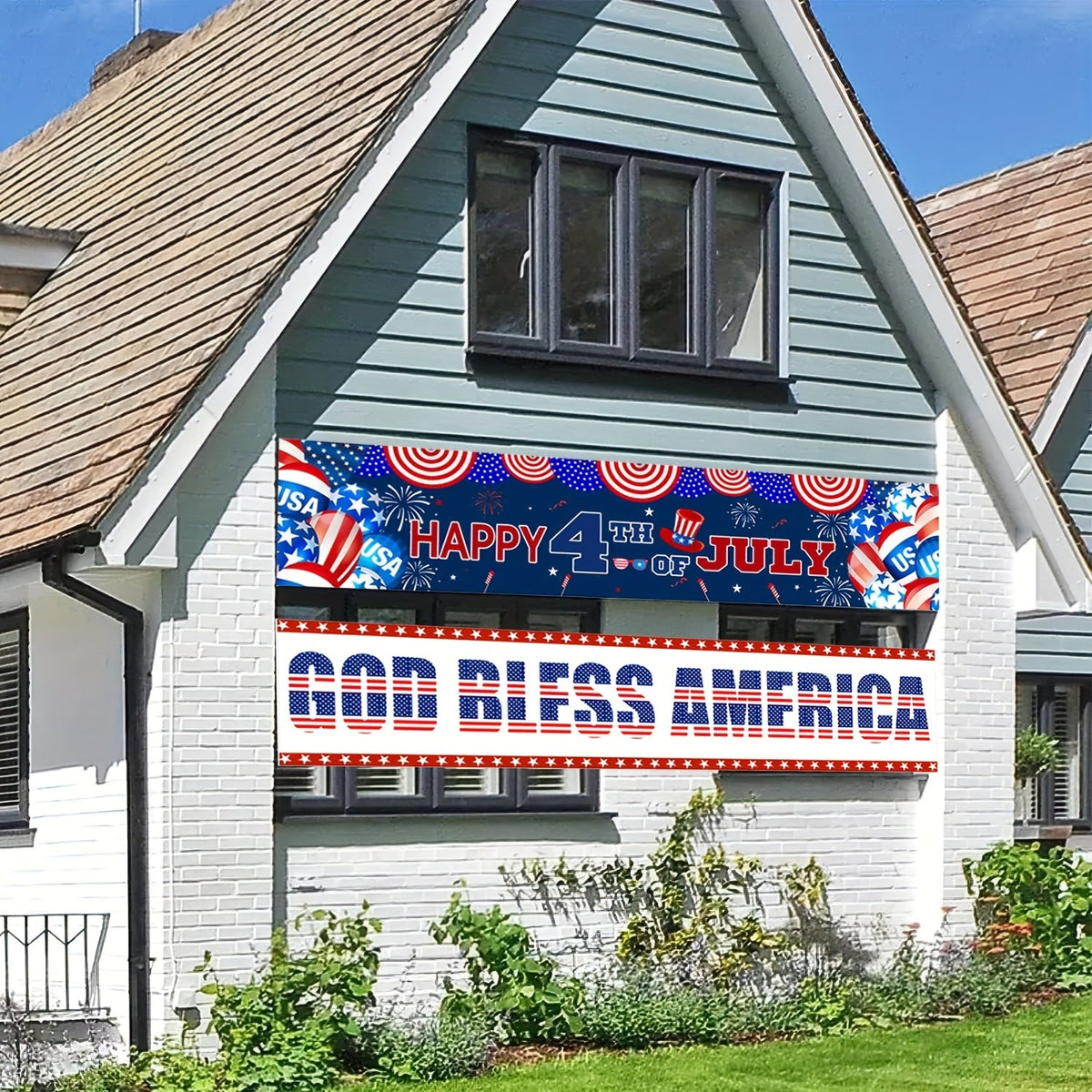 Patriotic Yard Banners –2pcs 4th of July Outdoor Independence Day Decorations with “God Bless America” Flag Design for Gardens, Parties & Holiday Celebrations