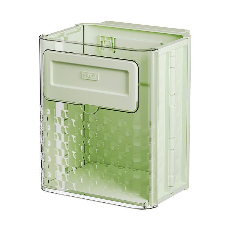 Cabinet Folding Hanging Trash Can - Hanging Small Trash Can with Lid for Cupboard, Bathroom and Bedroom