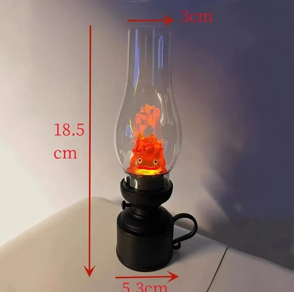 Flameless Calcifer Night Light - Halloween Retro Decorative Candle Light, Cartoon Anime Kerosene Lamp for Bedroom Bedside Table