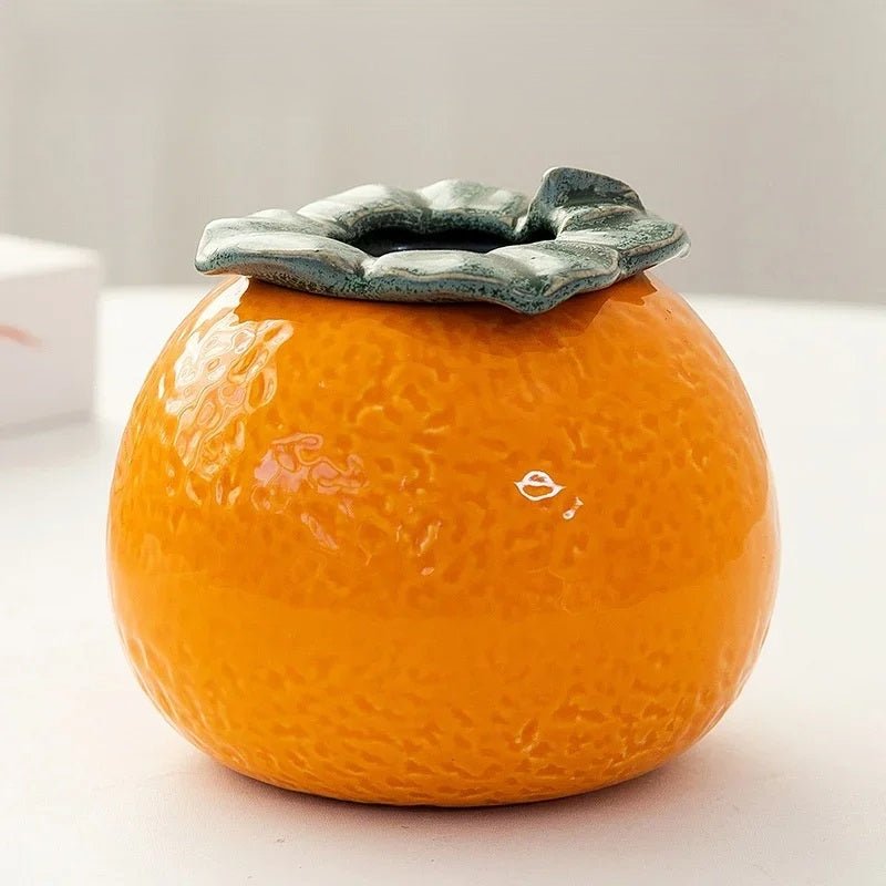 Ceramic Orange Hydroponic Tabletop Vase – Stylish Desktop Succulent & Flower Pot for Modern Home Décor