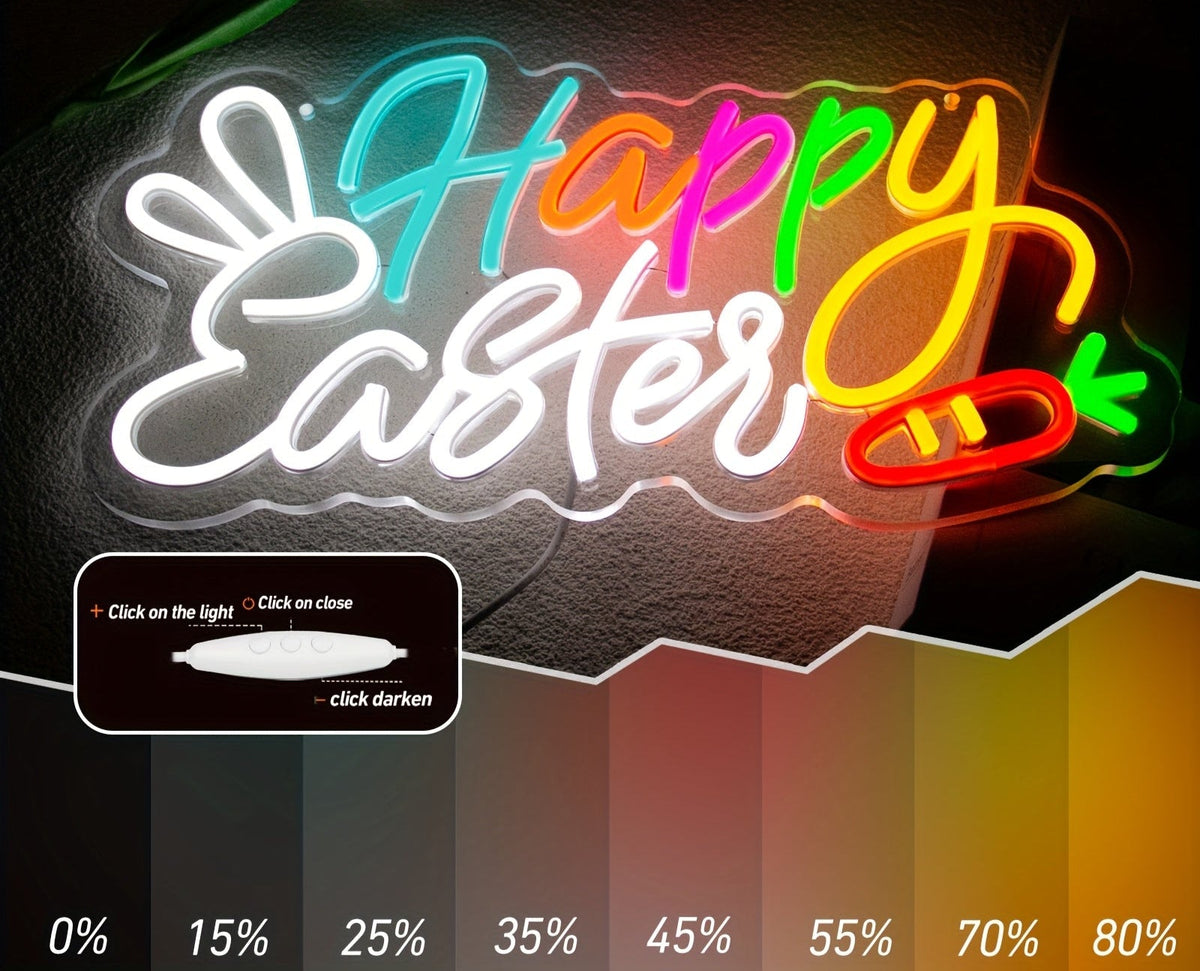 Vintage Neon Easter Sign – Retro ‘Happy Easter’ Wall Decor that Glows Brightly with Nostalgic Holiday Charm