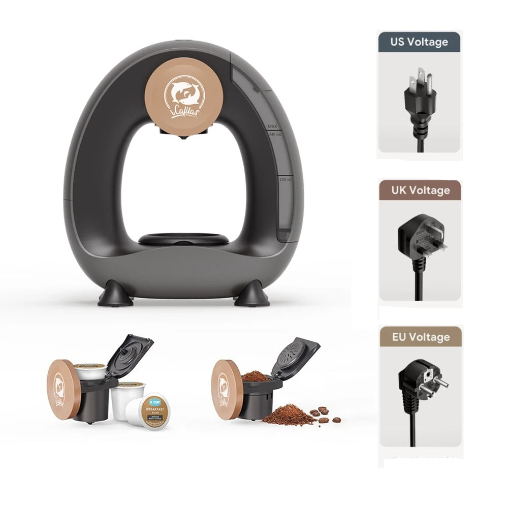 Coffee Machine – MINI Q 2-in-1 Personal Cup Brewer with K-Cup and Ground Coffee Adapter, Compact Tea and Coffee Maker