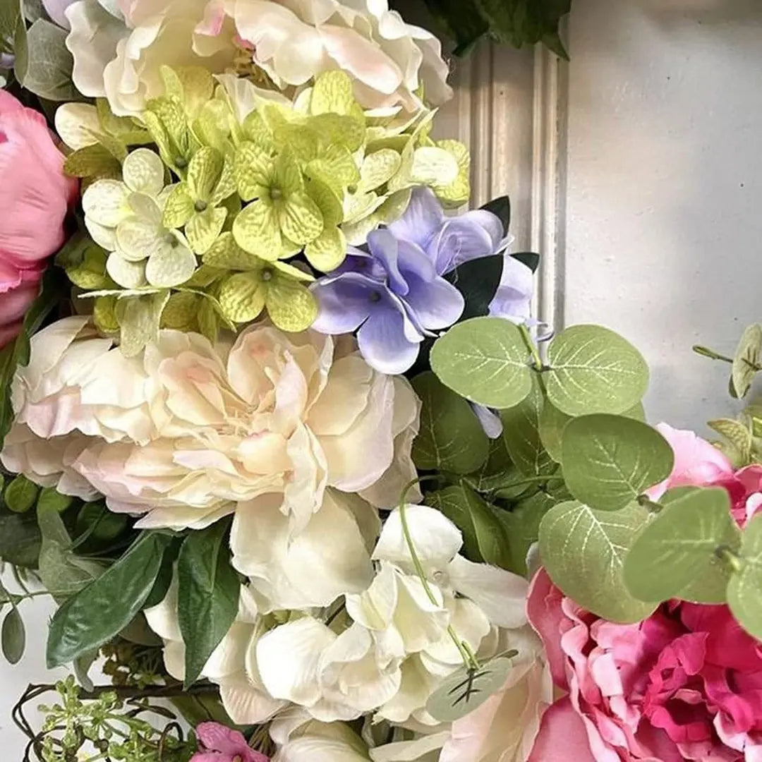 Rainbow Hydrangea Artificial Wreath